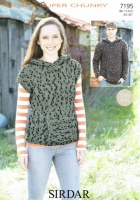 Knitting Pattern - Sirdar 7195 - Husky Super Chunky - Hooded Sweaters